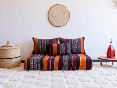 Moroccan Handmade Vintage Purple Kilim Sofa