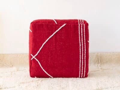 Moroccan Cotton Pouf Red