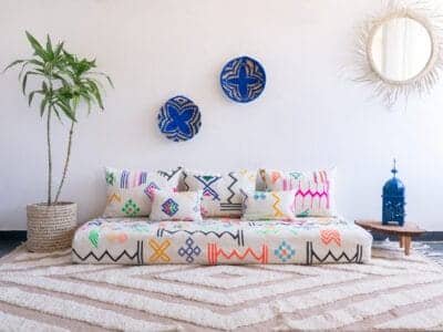 White kilim floor couch