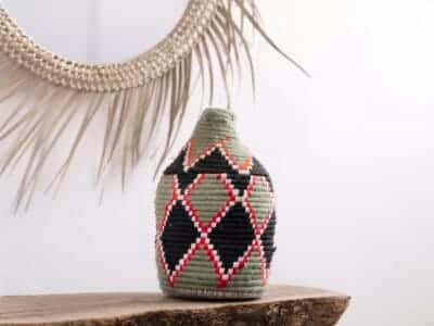 Green Moroccan Straw basket